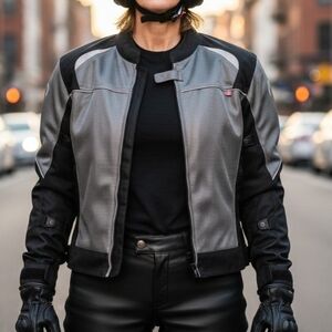NORU Men Or Women Black and Gray Motorcycle Jacket..(43)
